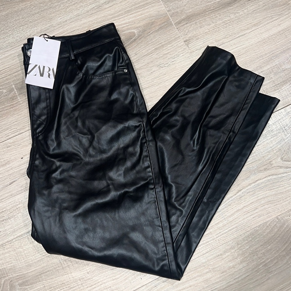 Zara black leather pants NWT